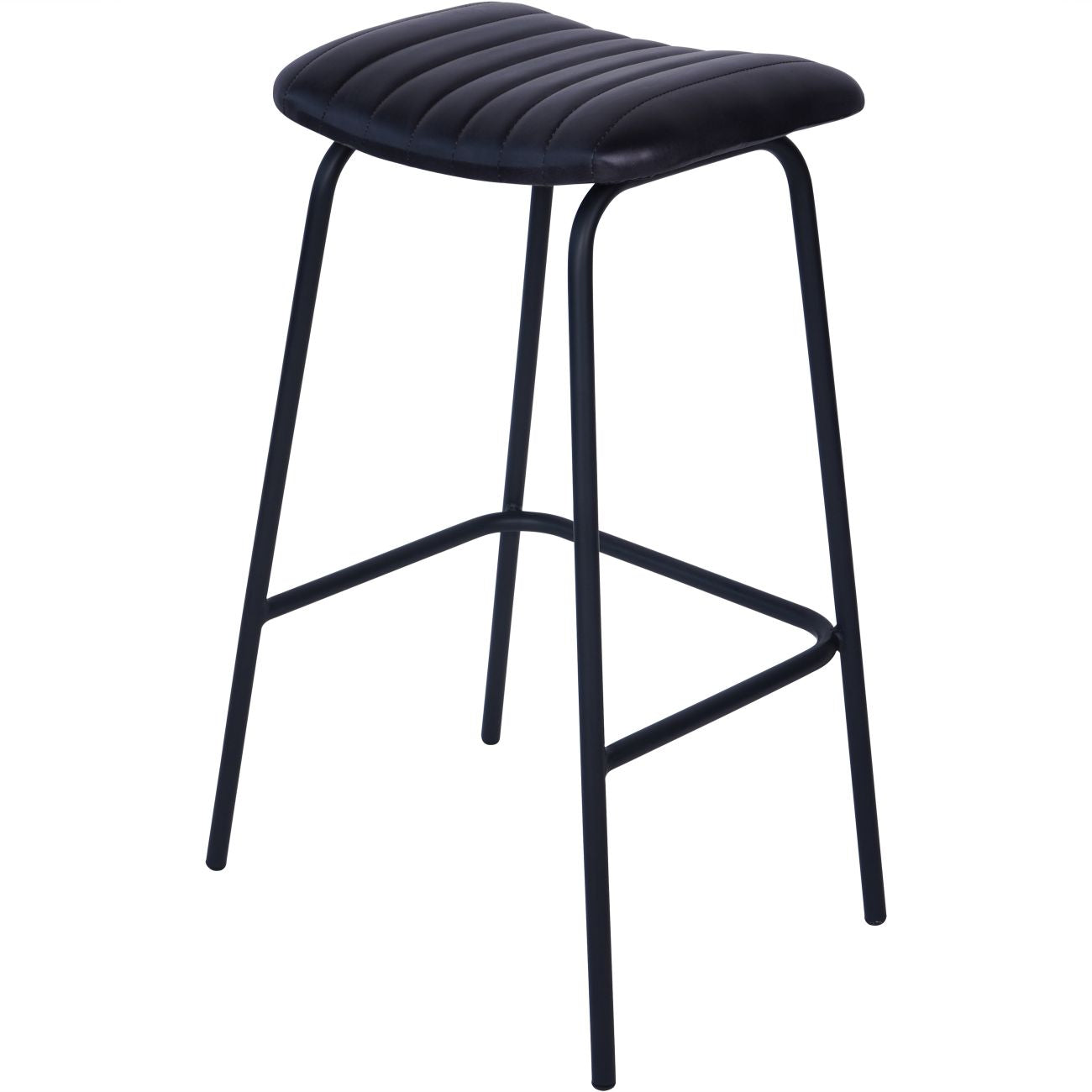Set of 2 Arthur Charcoal Black Leather Bar Stools